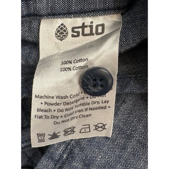 Stio Men’s Large Ashton Chambray Snap Shirt Western Rodeo Outdoors Pockets - Picture 10 of 16